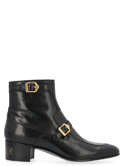 Shop Gucci Buckle Detail Ankle Boots In Black