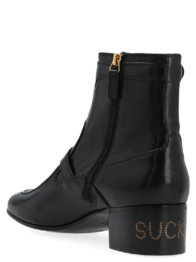 Shop Gucci Buckle Detail Ankle Boots In Black