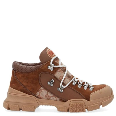 Shop Gucci Flashtrek Gg Sneakers In Brown