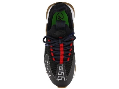 Shop Versace Chain Reaction Panelled Low Top Sneakers In Black