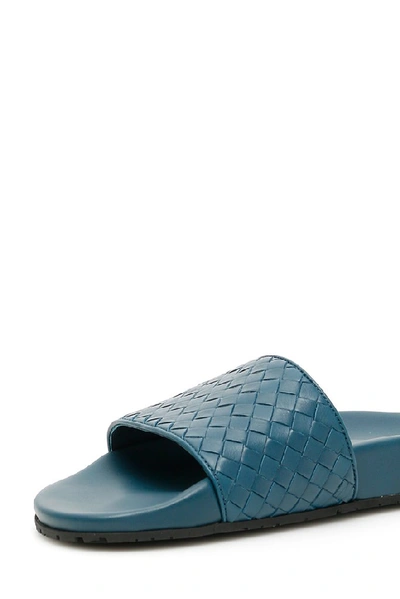 Shop Bottega Veneta Woven Slides In Blue