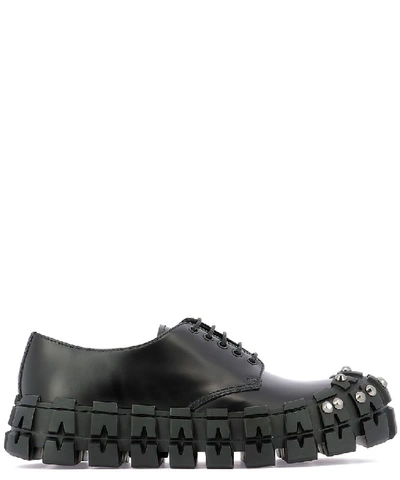 Shop Prada Studded Chunky Sole Lace In Black