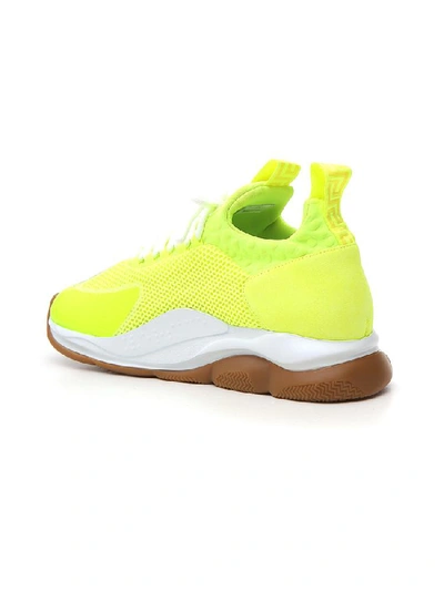 Shop Versace Chain Reaction Panelled Low Top Sneakers In Yellow