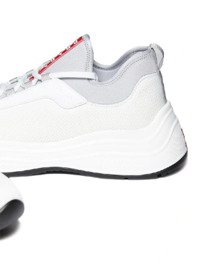 Shop Prada America Cup Logo Patch Low Top Sneakers In White