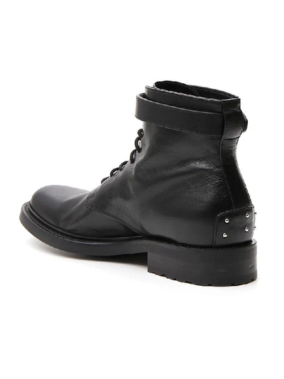 Shop Saint Laurent Army Buckle Lace Up Boots In Black