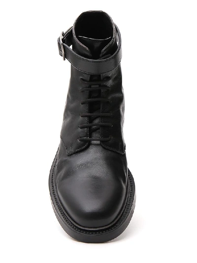 Shop Saint Laurent Army Buckle Lace Up Boots In Black