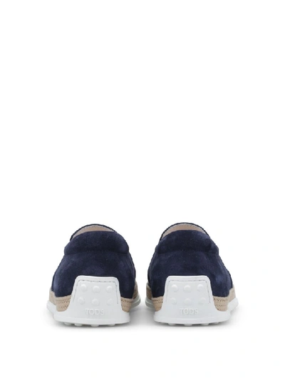 Shop Tod's Suede Slip On Sneakers In Blue