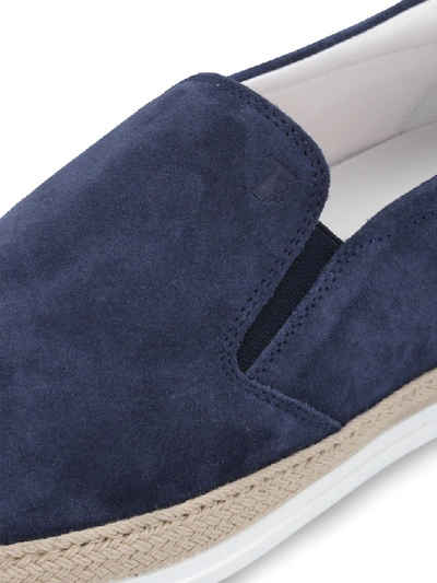 Shop Tod's Suede Slip On Sneakers In Blue