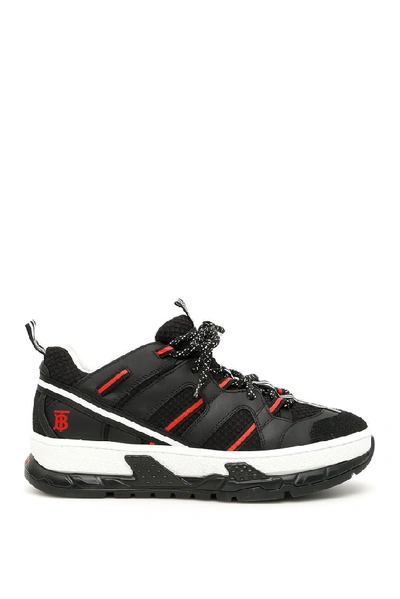 Shop Burberry Union Logo Low Top Sneakers In Black