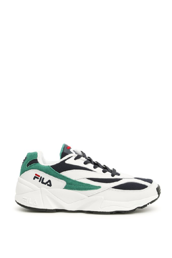 Fila White-green Leather And Fabric 94 Low Sneakers | ModeSens