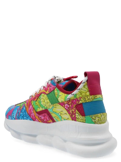 Shop Versace Floral Print Chain Reaction Sneakers In Multi