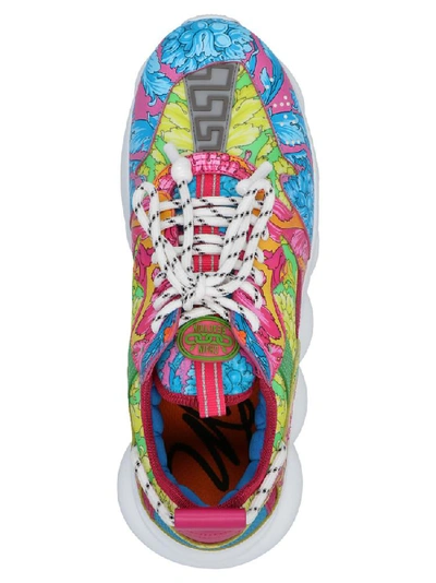Shop Versace Floral Print Chain Reaction Sneakers In Multi