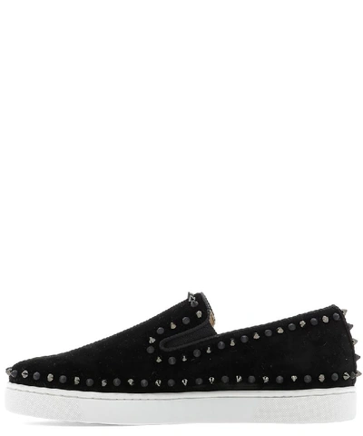 Shop Christian Louboutin Pik Boat Studded Slip In Black