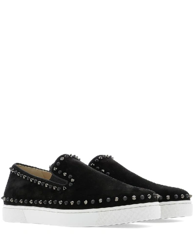 Shop Christian Louboutin Pik Boat Studded Slip In Black