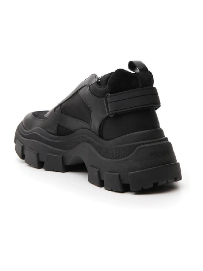 Prada Men's Pegasus Nylon & Leather Chunky Sneakers In Black