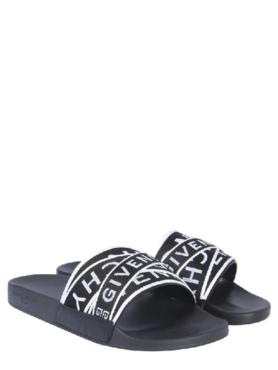 Shop Givenchy Logo Strap Slides In Black