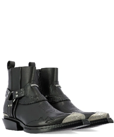 Balenciaga Santiag Embellished Leather Boots In Black | ModeSens