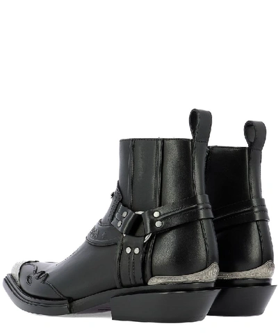 Shop Balenciaga Harness Logo Ankle Boots In Black