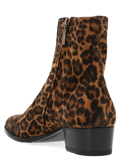 Shop Saint Laurent Wyatt Leopard Print Ankle Boots In Multi