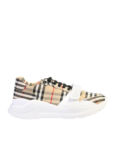 Shop Burberry Vintage Check Logo Strap Sneakers In Multi