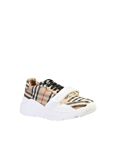 Shop Burberry Vintage Check Logo Strap Sneakers In Multi