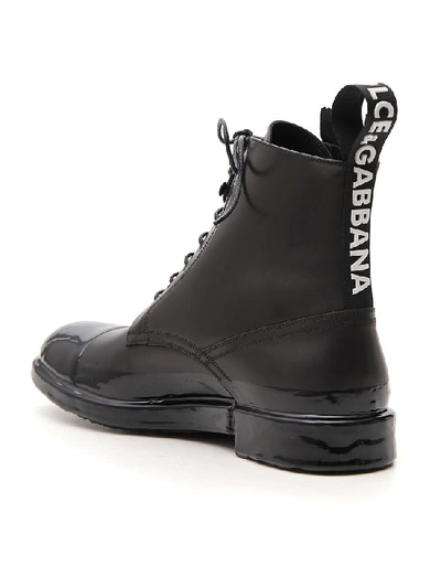 Shop Dolce & Gabbana Lace Up Zipped Ankle Boots In Black