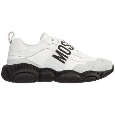 Shop Moschino Logo Strap Low Top Sneakers In White