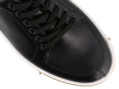 Shop Fendi Ff Logo Monogram Lace Up Sneakers In Black