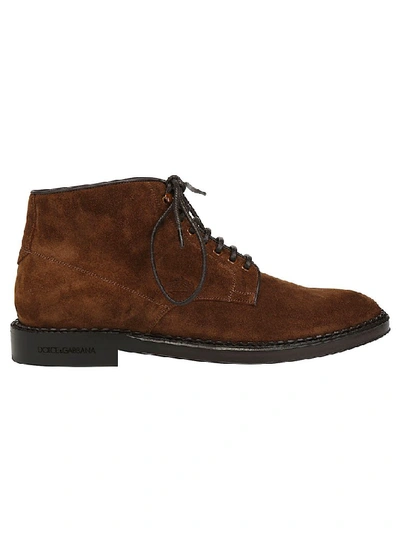 Shop Dolce & Gabbana Lace Up Ankle Boots In Brown