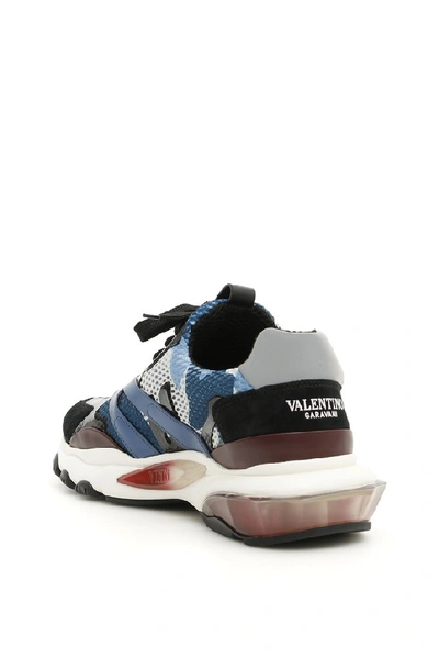 Shop Valentino Garavani Bounce Camouflage Sneakers In Blue
