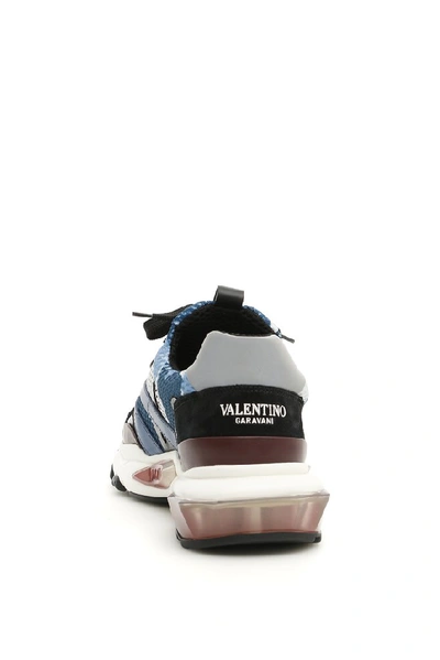Shop Valentino Garavani Bounce Camouflage Sneakers In Blue