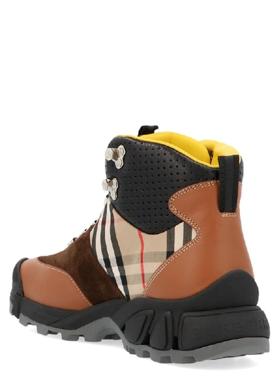 Shop Burberry Paneled Lace-up Hiking Boots In Multi