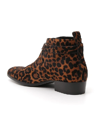 Shop Saint Laurent Animal Print Ankle Boots In Multi