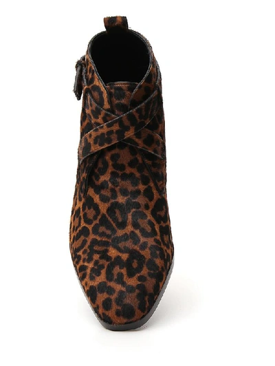 Shop Saint Laurent Animal Print Ankle Boots In Multi