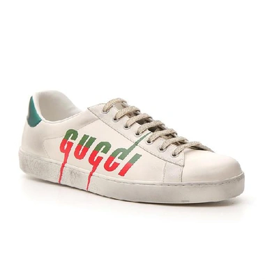 Gucci Ace Appliquéd Webbing-trimmed Leather Sneakers - White