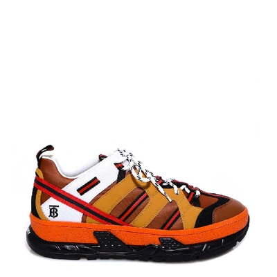 Shop Burberry Union Sneakers In Orange