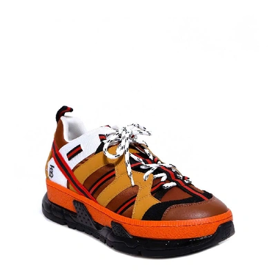 Shop Burberry Union Sneakers In Orange