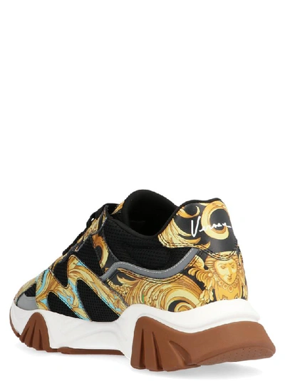 Shop Versace Printed Contrast Mesh Sneakers In Multicolor