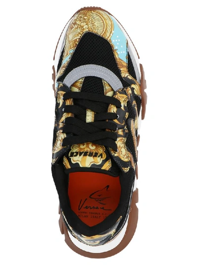 Shop Versace Printed Contrast Mesh Sneakers In Multicolor