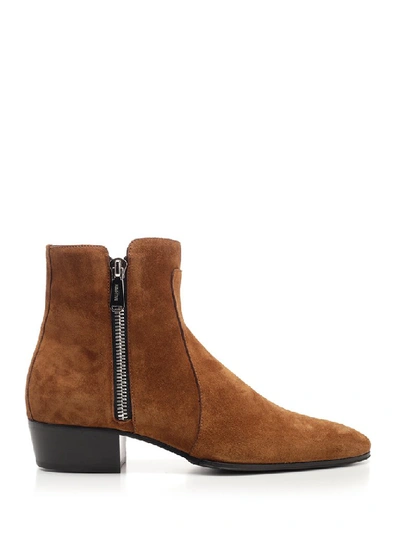 Shop Balmain Mike Side Zip Ankle Boots In Brown