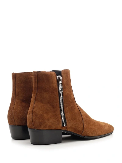 Shop Balmain Mike Side Zip Ankle Boots In Brown