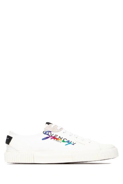 Shop Givenchy Tennis Light Logo Embroidered Low Top Sneakers In White