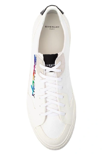 Shop Givenchy Tennis Light Logo Embroidered Low Top Sneakers In White