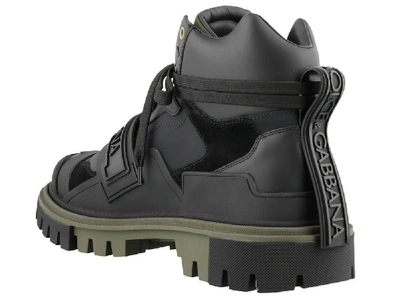 Shop Dolce & Gabbana Logo Strap Trekking Boots In Black