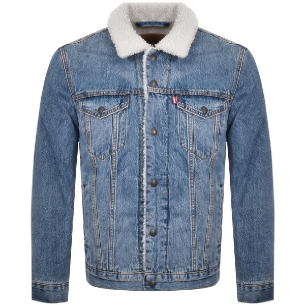 levis denim sherpa trucker jacket blue