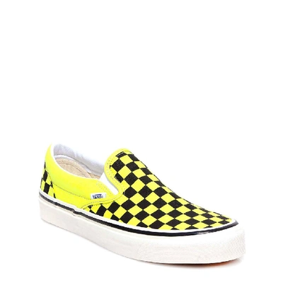 Shop Vans Classic 98 Checkered Detail Slip On Sneakers In Yellow