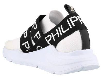 Shop Philipp Plein Logo Strap Sneakers In White
