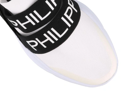 Shop Philipp Plein Logo Strap Sneakers In White