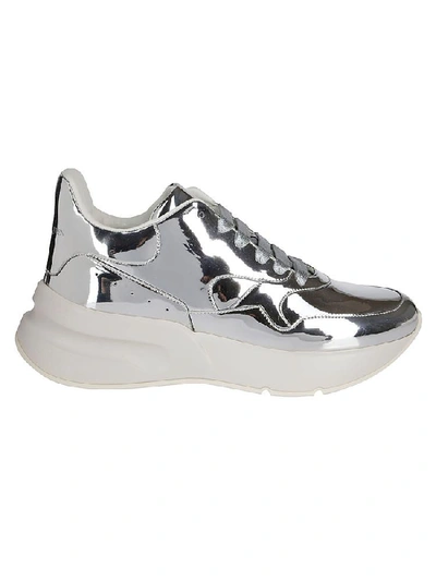 Shop Alexander Mcqueen Oversized Metallic Sneakers In Silver