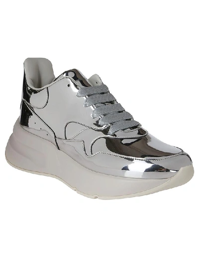 Shop Alexander Mcqueen Oversized Metallic Sneakers In Silver